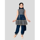 Aarika Teal Georgette Girls Patiala Kurta Set ( Pack of 1 ) - None