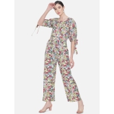 ALL WAYS YOU Women jumpsuit Poly Crepe fabric with Half Sleeves & Square Neck Multicolor XXL