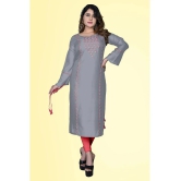 HAYA - Grey Rayon Womens Straight Kurti ( Pack of 1 ) - None