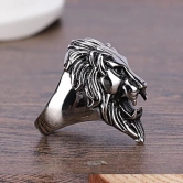 Satguru Mens Ring Stainless Steel Ring Two Colors Domineering Lion Head Skull Biker Ring for Men Boy Punk Rock Fashion Jewelry