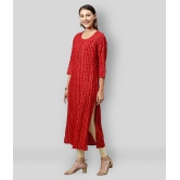 KIPEK - Red Rayon Women's Straight Kurti ( Pack of 1 ) - L