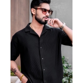 Cord Knit Textured Black Shirt-XL / Black