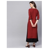 KSUT Red Viscose Straight Kurti - L