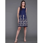 Antaran Cotton Embroidered Above Knee Womens Shift Dress - Navy ( Pack of 1 ) - None