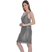 Madam - Grey Satin Womens Nightwear Nighty & Night Gowns ( Pack of 1 ) - None