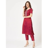 Pannkh Womens Festive Embroidered Round Neck Kurta And Contrasting Pants - None