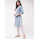 Pannkh Art Silk Embellished Straight Womens Kurti - Blue ( Pack of 1 ) - None