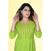 HAYA - Lime Green Rayon Women''s Straight Kurti ( Pack of 1 ) - None