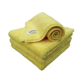 SOFTSPUN  Microfiber High Loop Cloth 40x40 Cms, 4 Piece Towel Set, 380 GSM (Yellow) Thick Lint & Streak-Free Multipurpose Cloths - Automotive Microfibre Towels for Car Bike Cleaning.