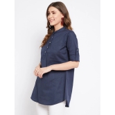 Women Blue Mandarin Collar Tunic