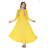 JC4U Rayon Yellow A- line Dress - Single - None