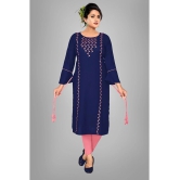 HAYA - Navy Rayon Womens Straight Kurti ( Pack of 1 ) - None