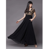 Miss Chase Georgette Solid Full Length Womens Gown - Black ( Pack of 1 ) - None