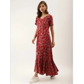 Divena Rayon Printed Full Length Womens Fit & Flare Dress - Maroon ( Pack of 1 ) - None