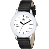 Septem Black Leather Analog Mens Watch