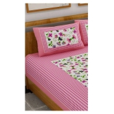 Uniqchoice Cotton Double Bedsheet with 2 Pillow Covers - Pink