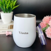 Personalized - Tumbler With Lid Protection-White