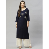 JC4U - Navy Blue Cotton Womens Straight Kurti ( Pack of 1 ) - None