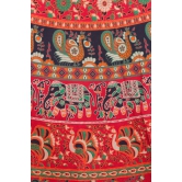 Rococco-Red Wrap-On Long Skirt from Pilkhuwa with Printed Paisleys and Elephants