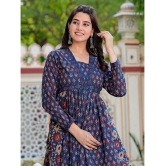 Vbuyz Cotton Printed Anarkali Womens Kurti - Blue ( Pack of 1 ) - None