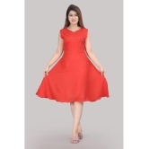 Smien - Red Rayon Women's Skater Dress ( Pack of 1 ) - None