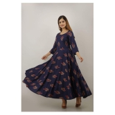 Lee Moda - Navy Rayon Women's Anarkali Kurti ( Pack of 1 ) - XL