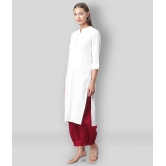 Divena - White Cotton Blend Womens Straight Kurti - XS