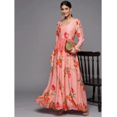 Varanga Georgette Printed Anarkali Womens Kurti - Pink ( Pack of 1 ) - None