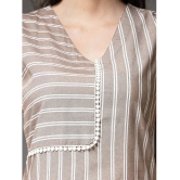 Stylum Cotton Blend Striped Straight Womens Kurti - Beige ( Pack of 1 ) - None