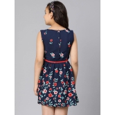 Oxolloxo Kids Girls Navy Blue Floral Satin Dress