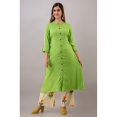 MAUKA - Green Front Slit Rayon Women''s Stitched Salwar Suit ( Pack of 1 ) - None