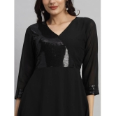 Curvydrobe Georgette Embellished Midi Womens Fit & Flare Dress - Black ( Pack of 1 ) - None