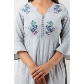 MAUKA - Silver Cotton Womens Flared Kurti ( Pack of 1 ) - None