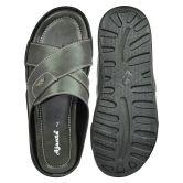 Ajanta Grey Mens Leather Slipper - None