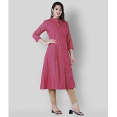 Glorious - Pink Cotton Women's Front Slit Kurti ( Pack of 1 ) - L