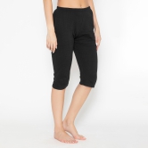 Women's Plain Knitted Capri - Black Black S