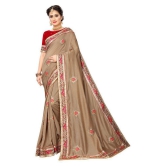 offline selection - Beige Silk Blend Saree With Blouse Piece (Pack of 1)