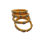 Golden Silk Thread Bangle Set with Stone Work