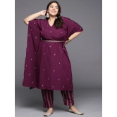 Plus Size Floral Printed Kaftan Kurta with Trousers