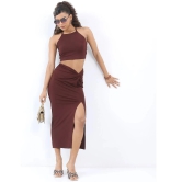 Ketch Burgundy Solid Skirt Top Set - None