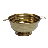 Golden Brass Bowl with Handles for Home Decor and Religious Ceremonies