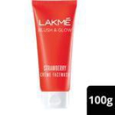 Lakme Blush & Glow Cream Face Wash - With Strawberry Extracts, Rich In Anti-Tanning Properties, 100 G