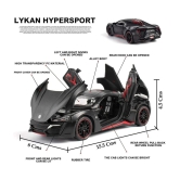 Lykan Hyper Sport Diecast Metal 1:32 Exclusive Alloy Metal Pull Back Die-cast Car Pullback Toy car with Openable Doors & Light, Music Boys Gifts Toys for Kids?Colors as Per Stock? - Multicol