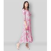 Tissu - Pink Rayon Women''s Flared Kurti ( Pack of 1 ) - XL