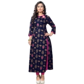 Vbuyz - Blue Rayon Womens A-line Kurti ( Pack of 1 ) - None