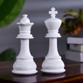 Artarium Chess Pieces King & Queen Statue Sculpture for Home Decor | Office Decor | Table Decoration Set of 2 (White)