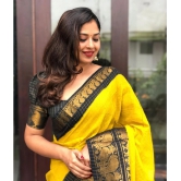 Apnisha Banarasi Silk Embellished Saree With Blouse Piece - Yellow ( Pack of 1 ) - Yellow