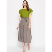 Women Green & Taupe Solid Top with Skirt