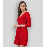 Selvia - Red Velvet Womens Wrap Dress ( Pack of 1 ) - None