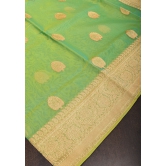 Green and mustard Dual Tone Exquisite Banarasi Organza Silk Saree with Zari Motifs | SILK MARK CERTIFIED